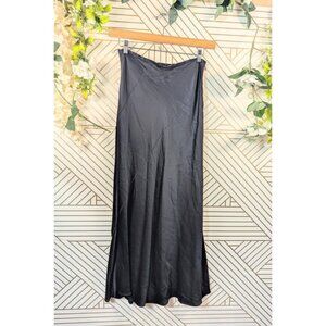 Peter Soronen Women's Black SILKY Maxi Skirt Feather Beaded Detail Size 10